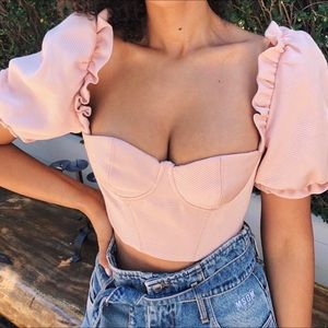 House of CB Corset Top with Puff Sleaves